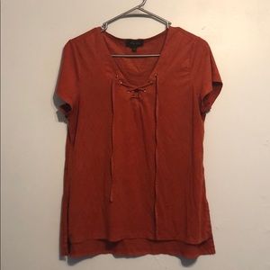 Orange Suede Lace up Top